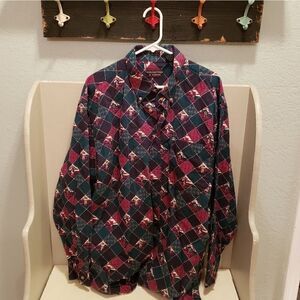 Vintage Plaid Golf Theme Novelty Shirt XL